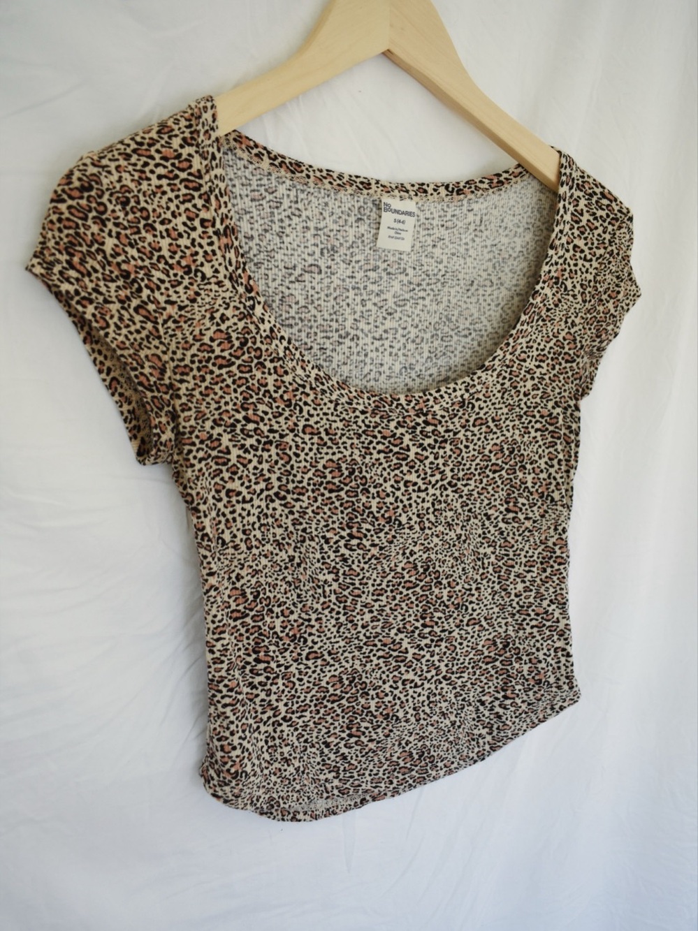 Brown Leopard Print Scoop Neck Short Sleeve Top Size S